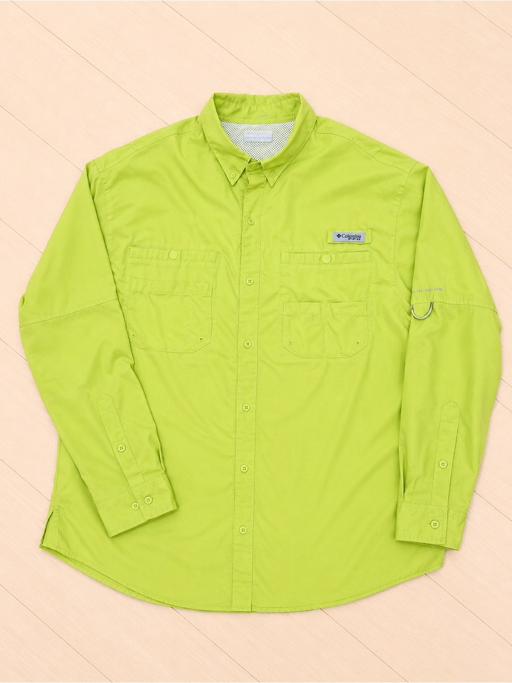 Columbia Men’s Button-Down Outdoor Shirt — Bright Lime